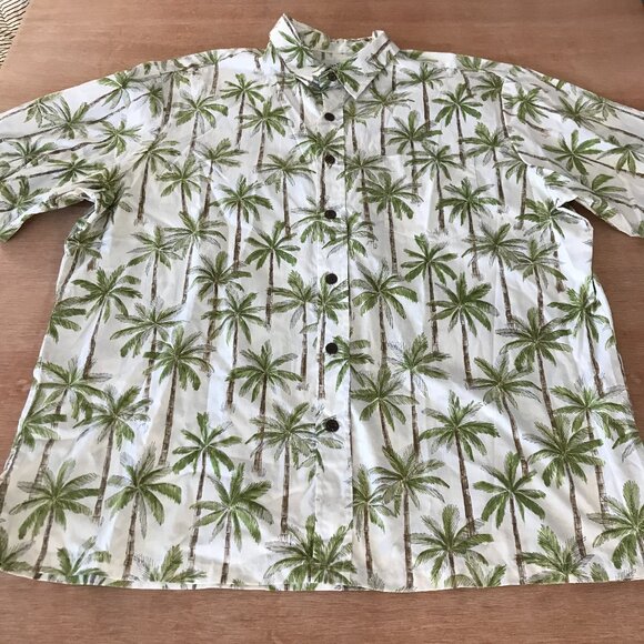 Bishop Street Hawaiian Shirt Men 3XL Green Floral Button Up Pocket Short Sleeve - Picture 1 of 10
